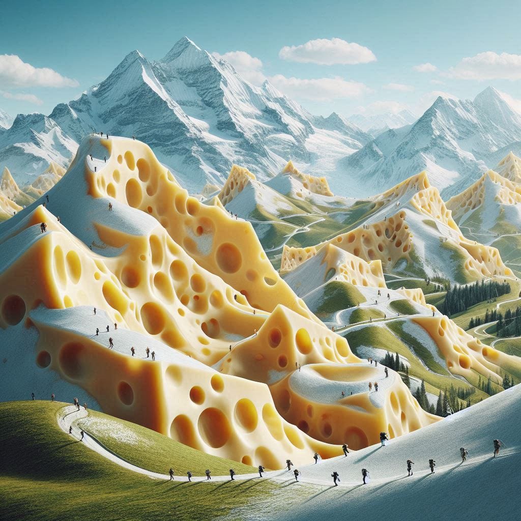 the swiss alps made of swiss cheese