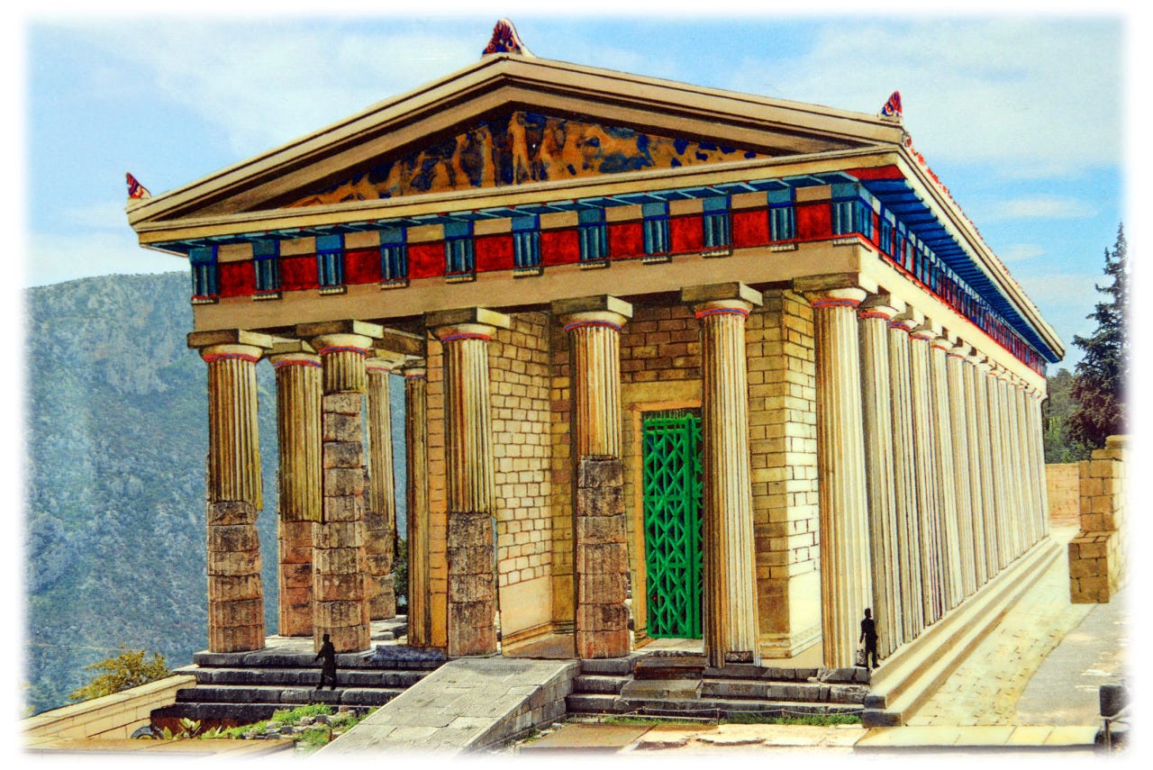 Temple of Apollo Delphi, greece 330 BCE 21.6m x 58.2m The ruins of ...