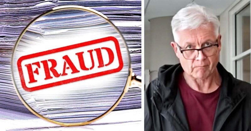 word "fraud" and screenshot of Poul Thorsen