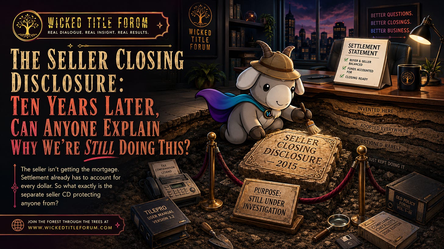 ALTA and escrow professionals are asking CFPB to eliminate the separate seller Closing Disclosure or let settlement statements replace it. Ten years after TRID, it is fair to ask what problem this extra form is still solving.