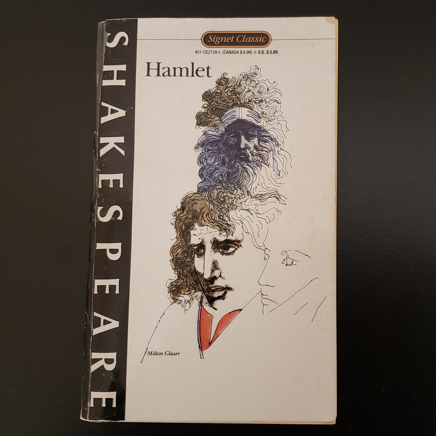 Photo of book cover of Shakespeare's Hamlet.