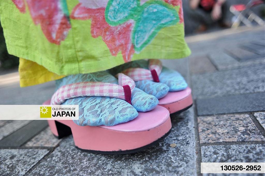 Modern pink colored geta by Japanese fashion brand FURIFU