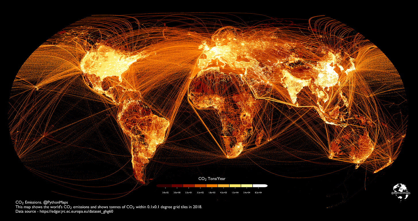 Emisiones de dióxido de carbono en el mundo (2022)
