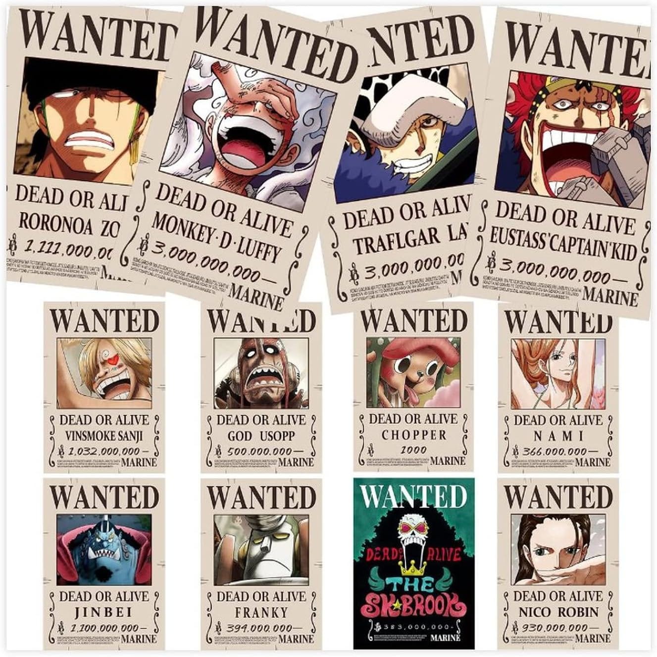 Anime Straw Hat Pirates Poster - New Bounty Wanted Edition (53pcs) in  Honduras at HNL 1204, Rating: 5