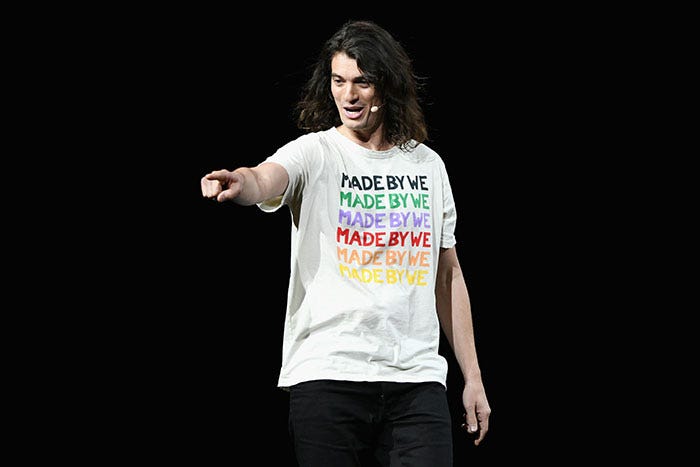 Adam Neumann at the WeWork Global Creator awards in Los Angeles, January 2019. At the time, his company was valued at $47bn, lifting the hard-partying, charismatic CEO’s personal wealth – on paper at least – to $13bn