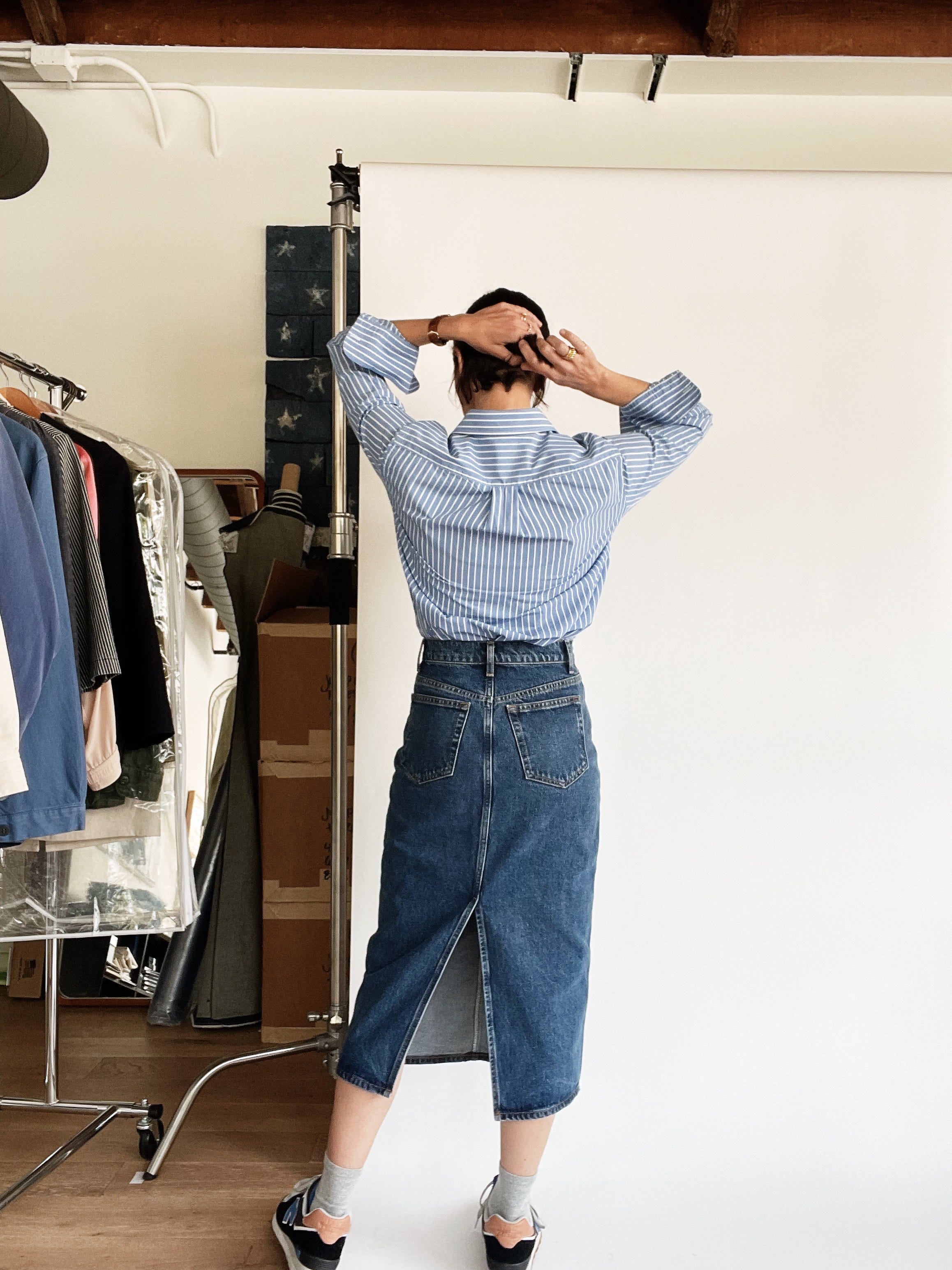 【BAON】Notini banding pin tuck denim long skirt Skirt Jeans - by Jane Herman - Jane on Jeans