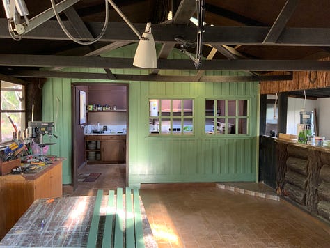interior shots of vertical lining board in a log cabin