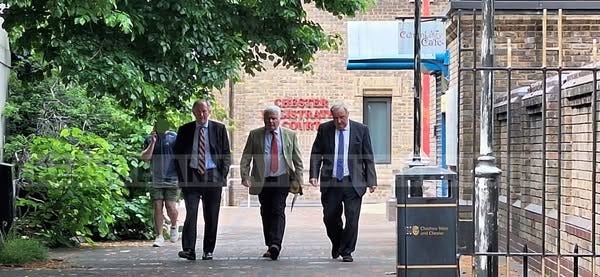 Peter Jones, John Simpson and David Woolley, appeared at Chester Magistrates Court facing charges under the Animal Welfare Act 2006 over their treatment of their hounds - Pht courtesy of Cheshire Animal Rights Campaigns