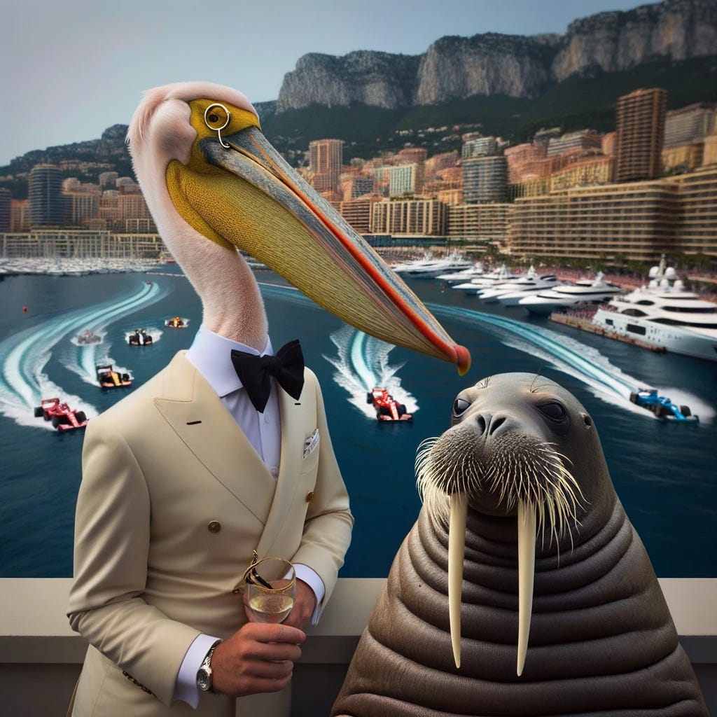 Pelican and a walrus Pelican and a walrus