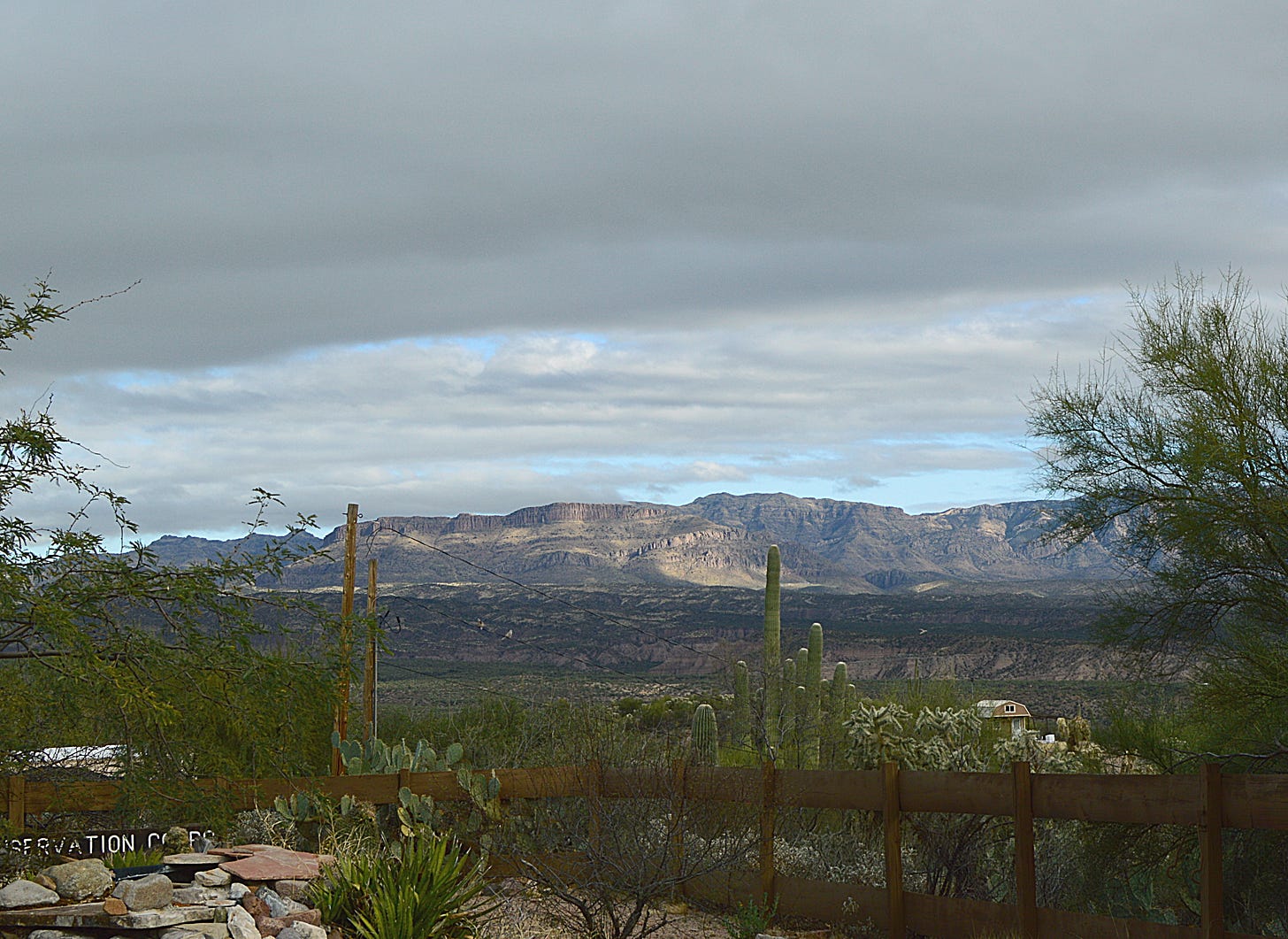 winter sky, San Pedro River valley & Galiuro Mountains