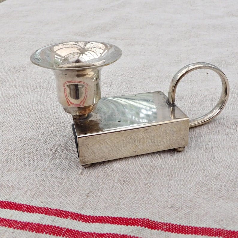 Vintage French Matchbox Holder and Chamberstick | Matchbox Stand and Candleholder | Tobacciana Accessories | image 1