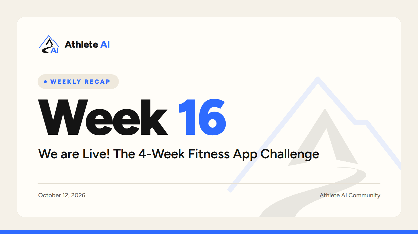 Week 16: We Are Live! The 4-Week Fitness App Challenge