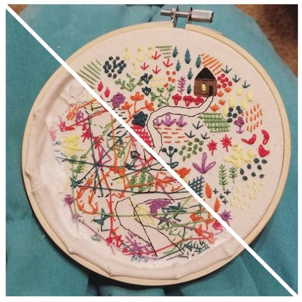r/Embroidery - The front vs back of my newest piece
