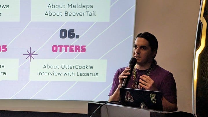 Mauro Eldritch, investigador y analista de amenazas, en la "Malware Village". Foto: Juan Brodersen