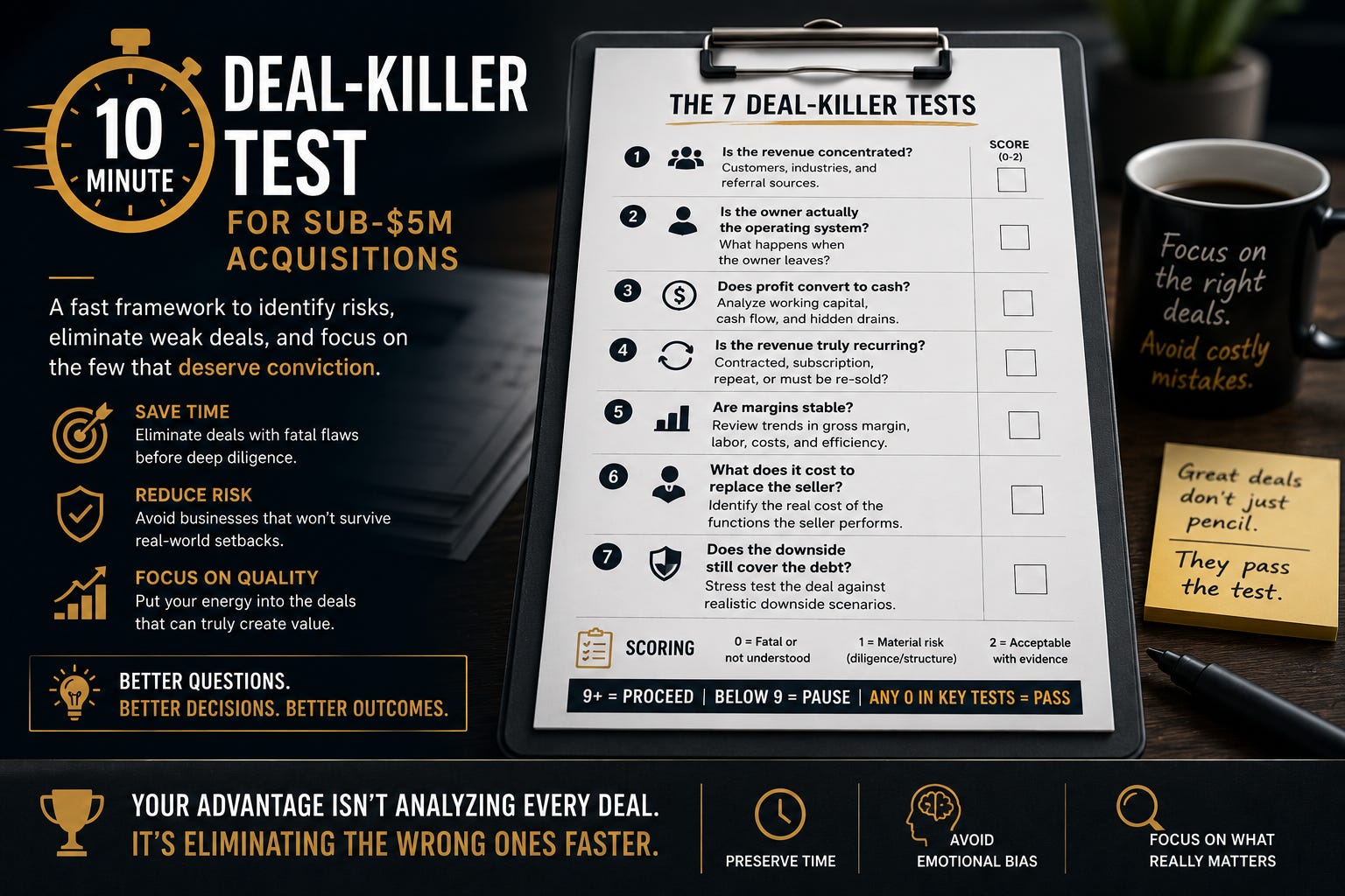 The 10-Minute Deal-Killer Test for Sub-$5M Acquisitions