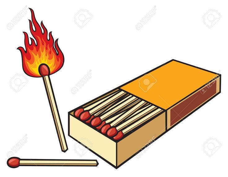 A box of matches and a matchstick

Description automatically generated