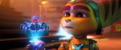 Multiple ultrawide screenshots from Ratchet & Clank: Rift Apart.