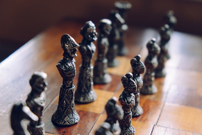 Pieces standing on the game