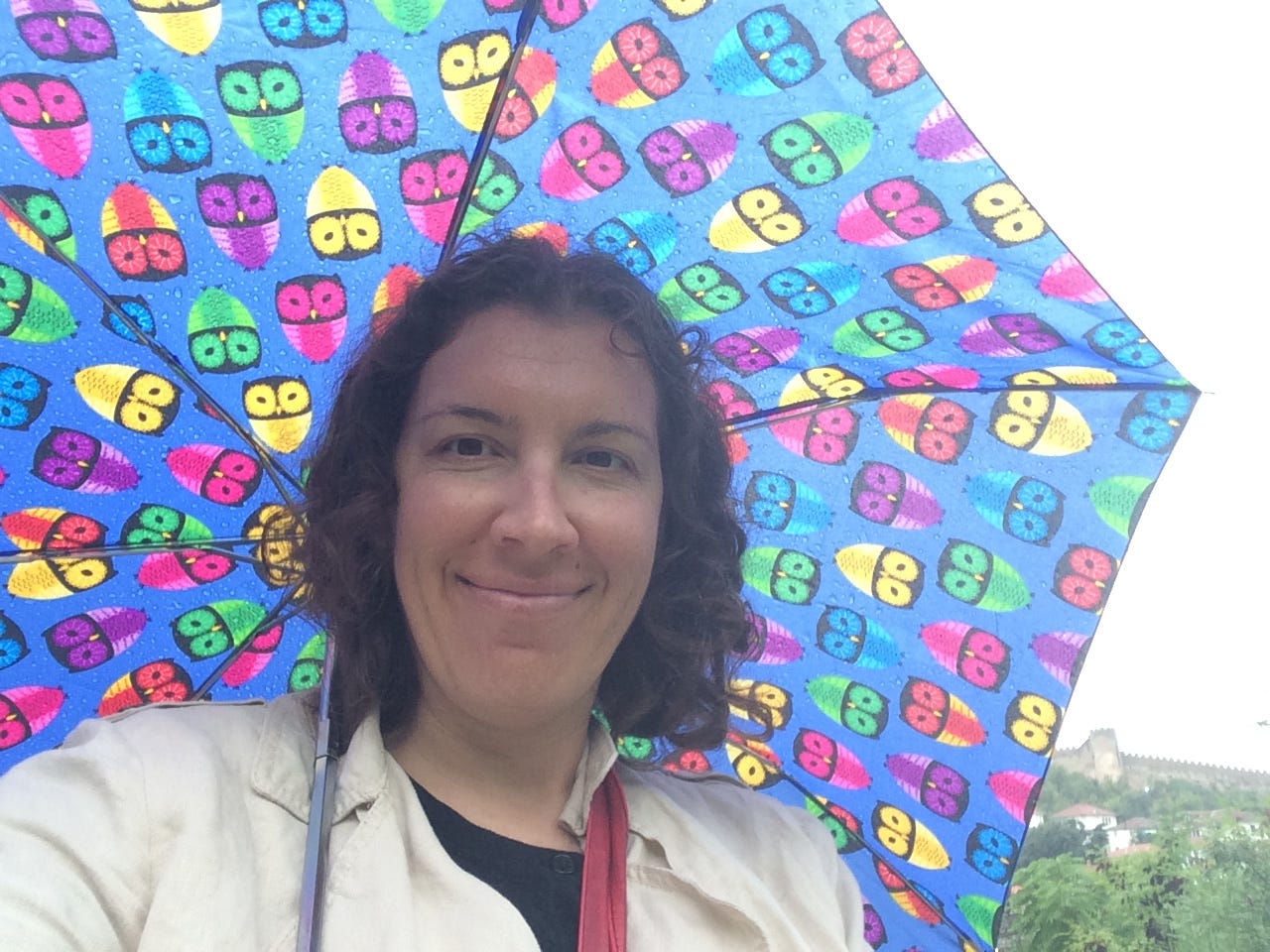 Me and an owl umbrella in Macedonia