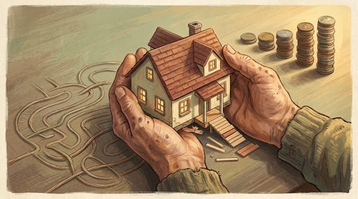 Hands holding a home. Hands holding a home.