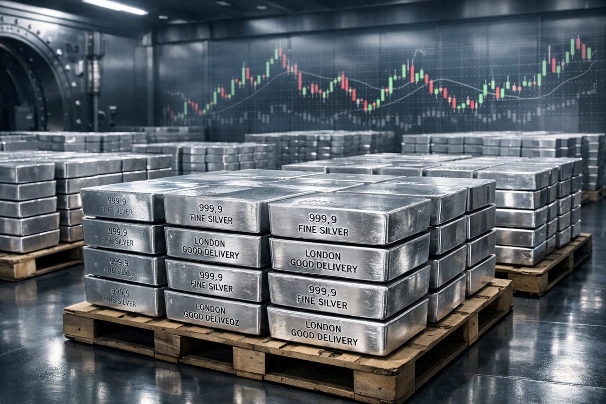 Des lingots d'argent stockés dans une cave sécurisée.