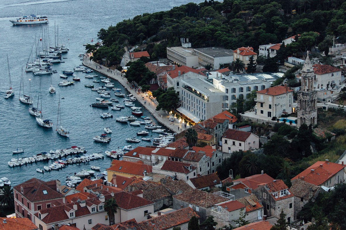 Center city of Hvar Island, a couple hours from the mainland.