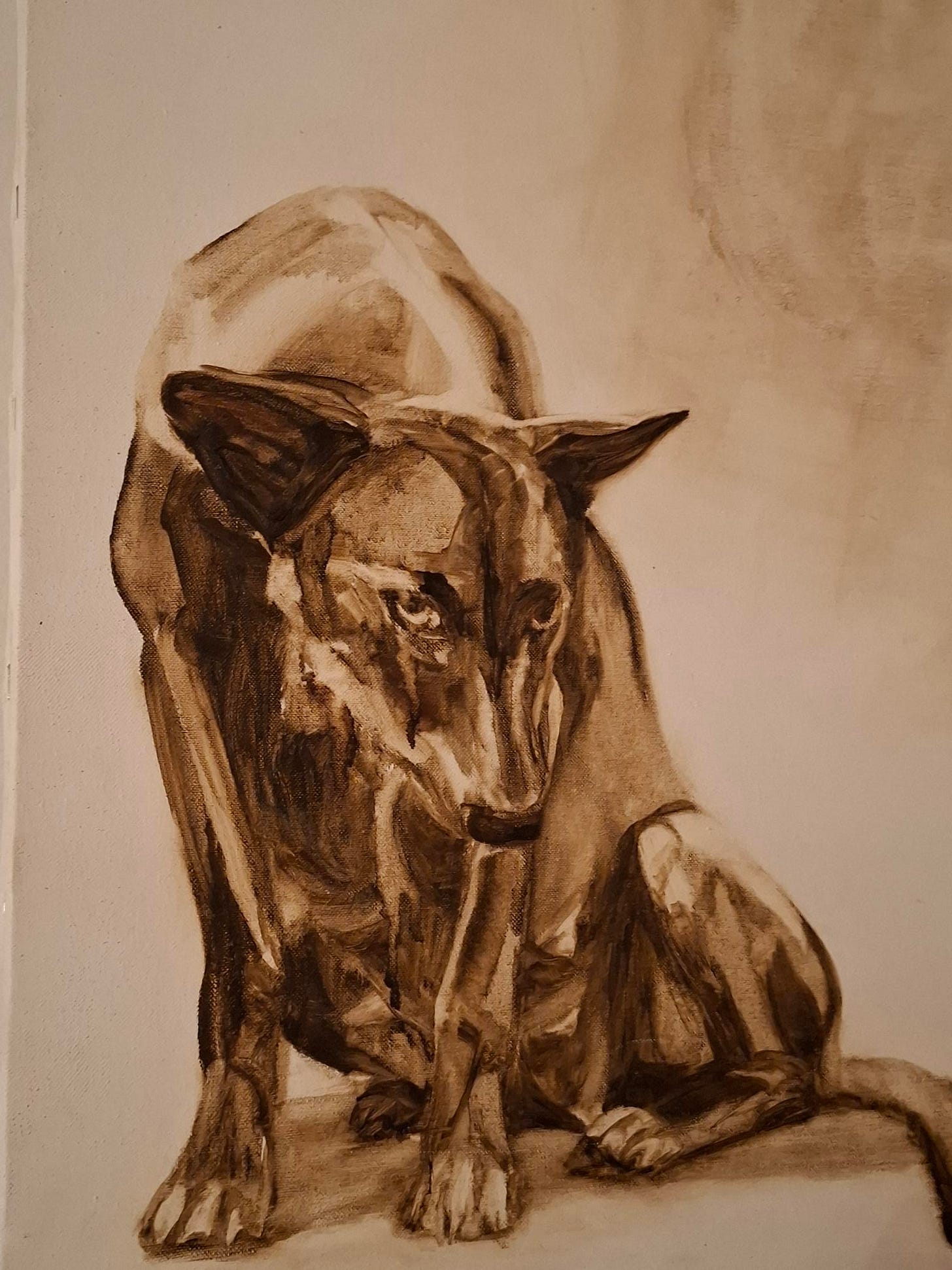 A painting of a dog by Alexandra Sans Massó