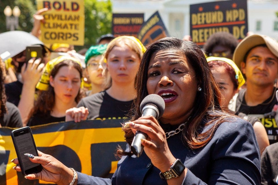 Rep. Cori Bush at a Green New Deal rally