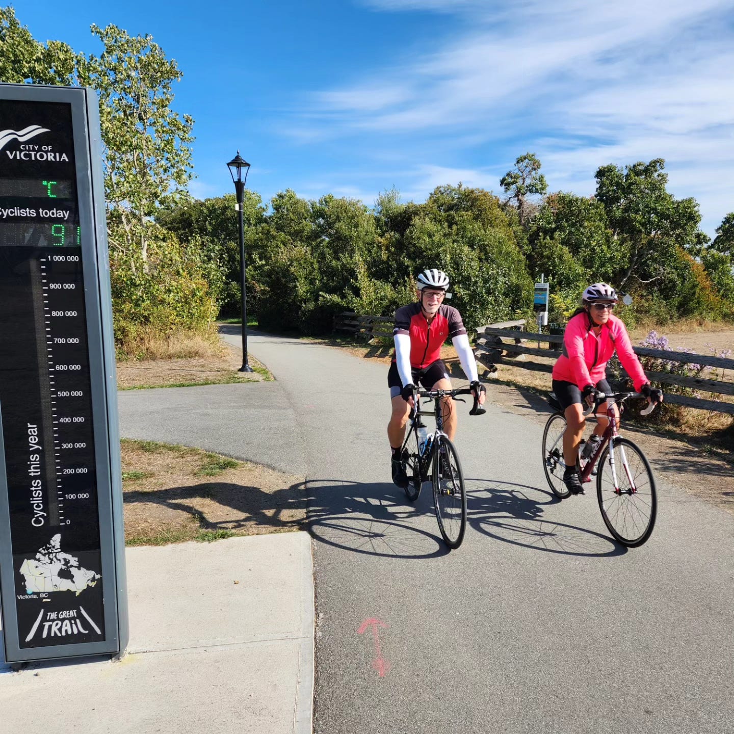 The City of Victoria installed towers to count the number of cyclists each day.