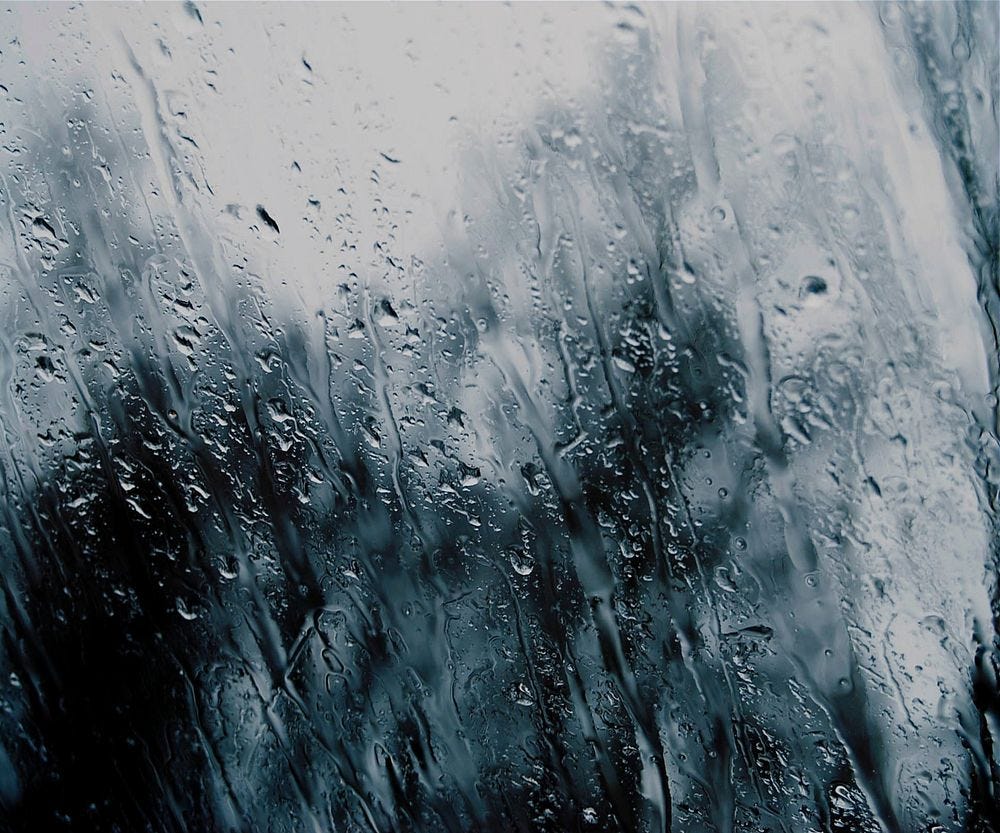 A rainy windowpane