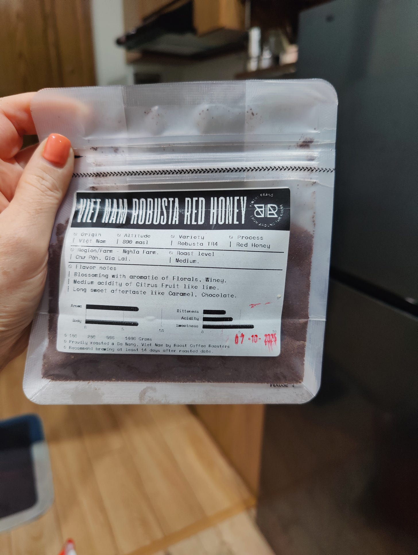 bag of roasted specialty coffee