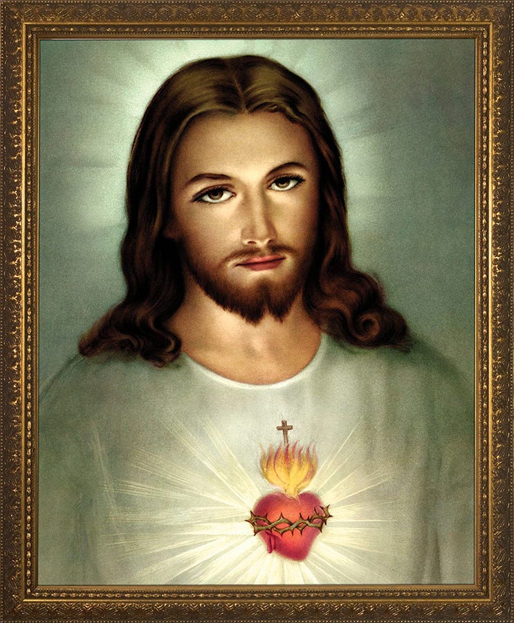 Traditional Sacred Heart of Jesus Framed Art