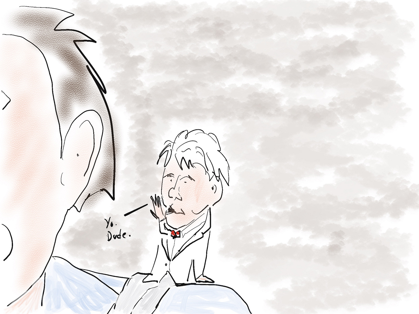 Robert Frost whispers in ear