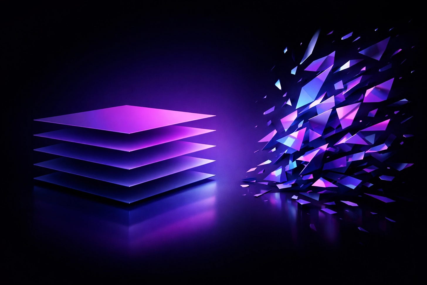 Aligned layers vs fragmented noise showing predictability after clarity
