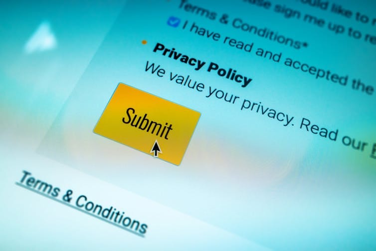 a computer screen displaying text and a button labelled 'submit'