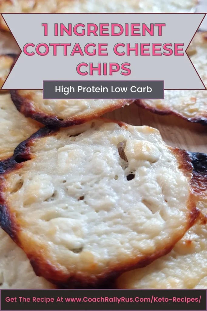 Scrumptious 1 Ingredient Cottage Cheese Chips, perfectly golden and crispy, sprinkled with herbs, ready to satisfy your keto cravings. Find the full recipe at CoachRallyRus.com’s Keto Recipes section!
