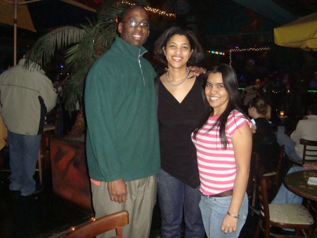 Yesi with her post parents in the US.