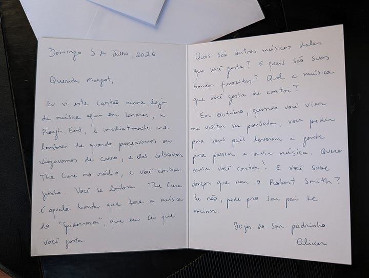 A Cure card for Margot.
