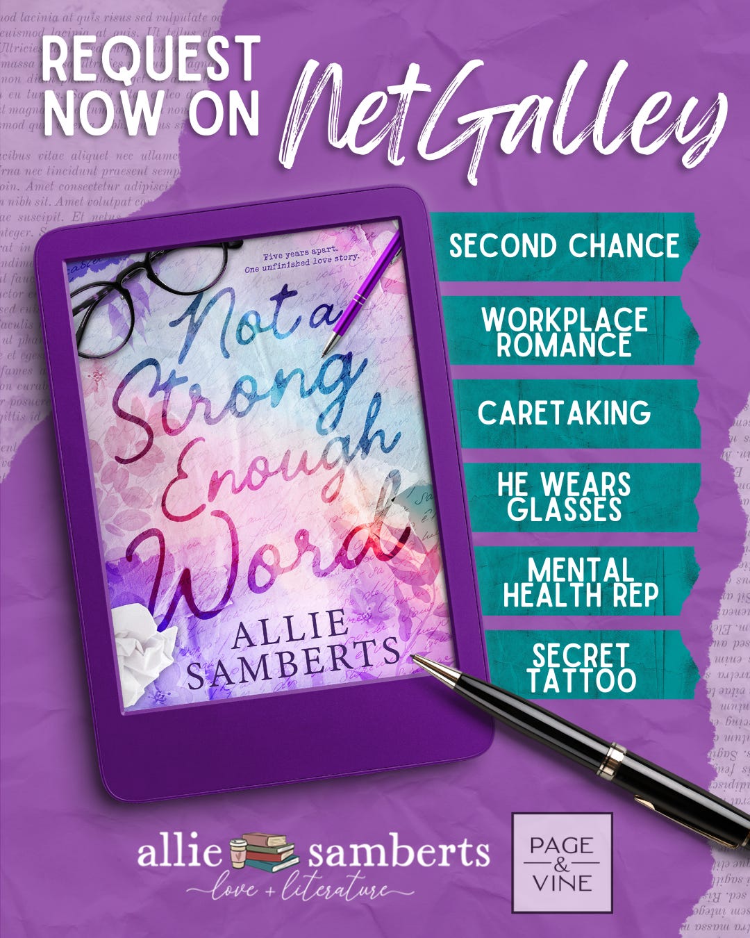 Request ARC of Not A Strong Enough WOrd on Netgalley now
