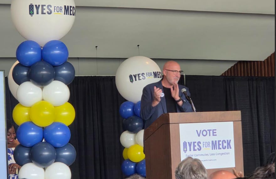 David Longo, CEO of CBI Solutions, spoke at a rally in favor of increasing the sales tax to 8.25% to pay for a multi-billion-dollar transportation plan.