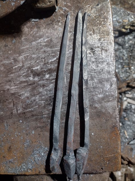 Photos of the project progressing from rebar to final hooks.