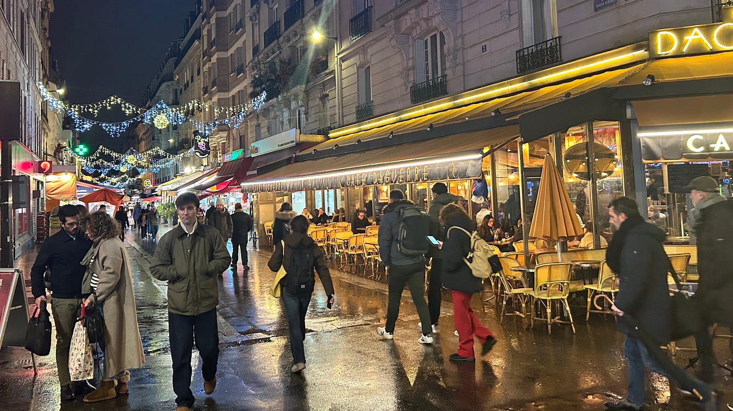 Rue Daguerre (14th arrondissement) on a holiday evening last December