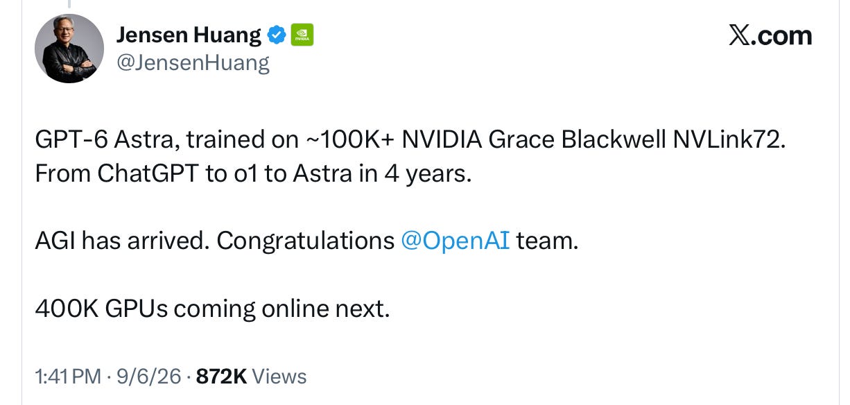 Sad to see Jensen Huang claim that AGI has arrived, with no evidence and no definitions