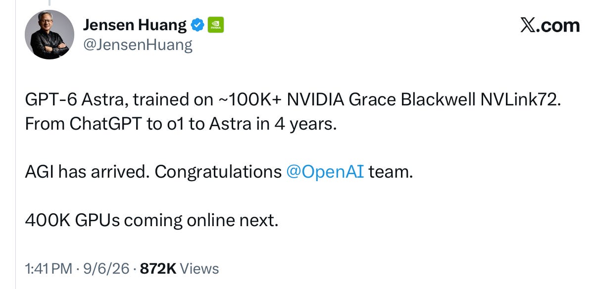 Sad to see Jensen Huang claim that AGI has arrived, with no evidence and no definitions