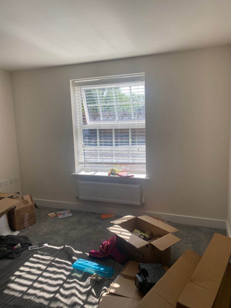 new house messy boxes to be unpacked