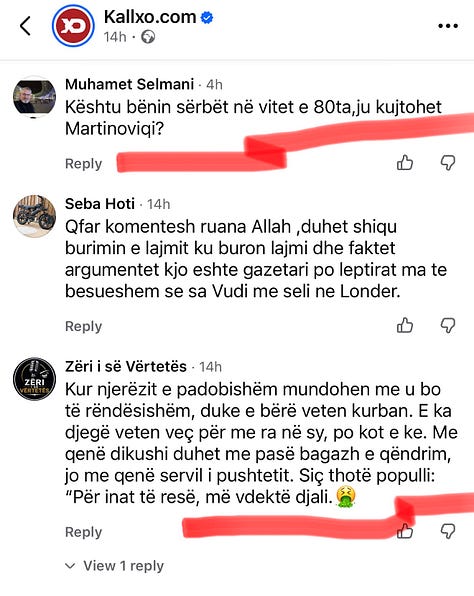 2] Komentet në postimin e Kallxo.com