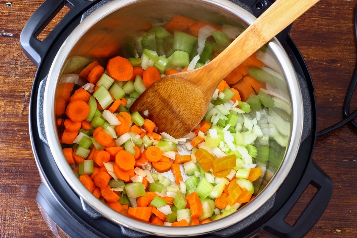 Instant Pot filled with Raw Veggies