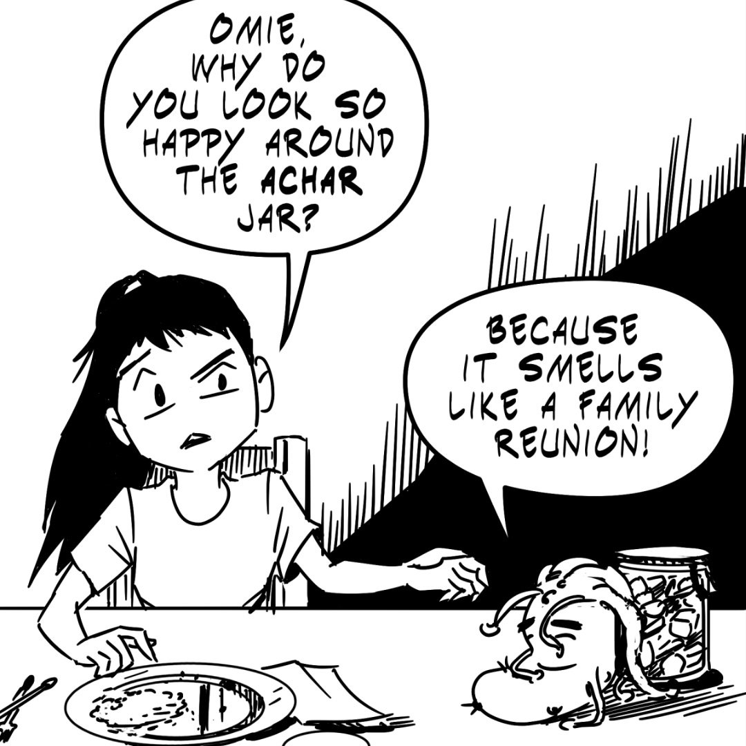 Comic teaser of Zara and Omie calling pickle a “microbe reunion.” Comic teaser of Zara and Omie calling pickle a “microbe reunion.”