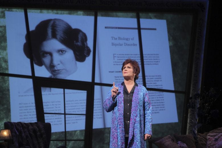 Theater review | 'Wishful Drinking': Carrie Fisher's funny, at times  off-putting, take on her Hollywood life | The Seattle Times