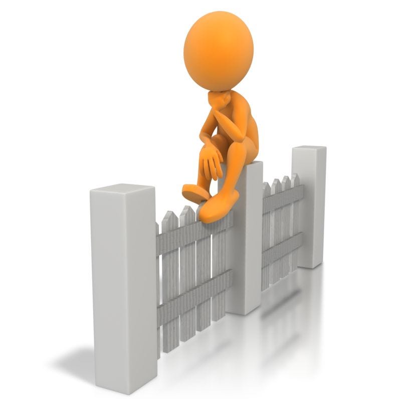 Sitting On The Fence | Great PowerPoint ClipArt for Presentations -  PresenterMedia.com
